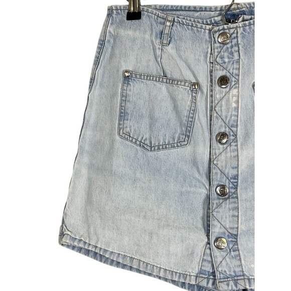 Retro Denim Skort 10 Blue Light Wash Sostanza Y2K Boho Western Chic Classic 80s - Picture 5 of 12